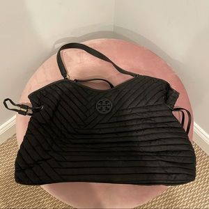 Tori Burch Nylon Slouch Black Tote
